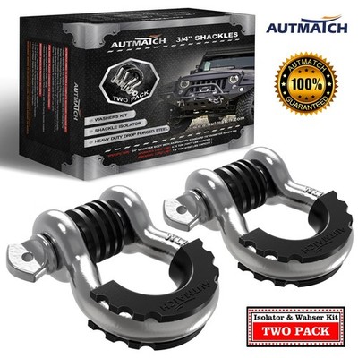 AUTMATCH D Ring Shackle 3/4'' Shackle Heavy Duty For Off Road Recovery, Silver