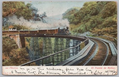 Mexiko Zugübergang El Puente De Metlac Postkarte, gestempelt 1907