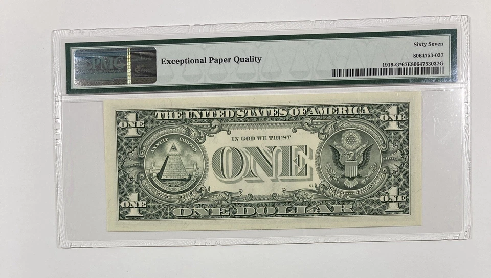 1993 One Dollar Federal Reserve Note 1.00. PMG MS 67 Star. - Image 2 of 3
