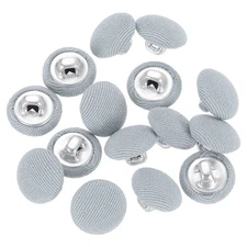 15Pcs Fabric Cloth Covered Button, 10mm 16L Metal Shank Buttons, Light Blue