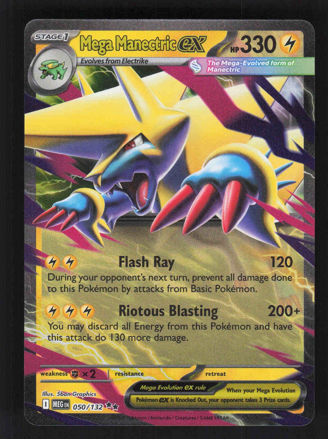 Mega Manectric ex - Double Rare ME01: Mega Evolution 050/132 NM