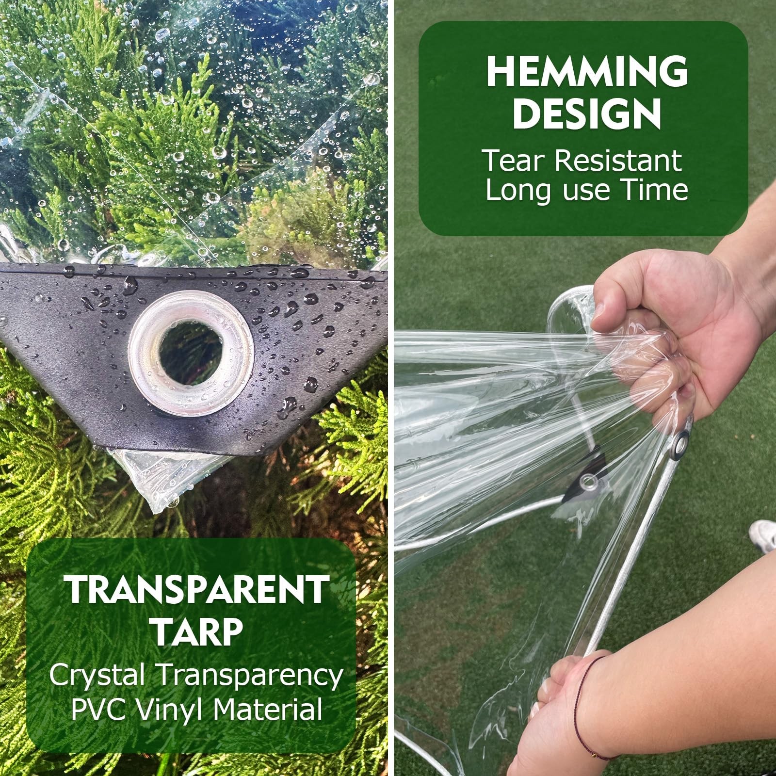 Bâche transparente avec oeillets pour terrasse bâche extérieure étanche 3x4m - 4