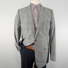 Stafford Men's Sport Coat Blazer Two Button Gray Plaid Wool Blend Classic 42L