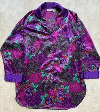 Vintage 90s Victorias Secret Gold Label Purple Floral Night Shirt PJ Size M/L