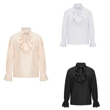 Breathable Jabot Collar Shirt Long Sleeve Medieval Cosplay Top for Everyday Use