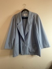 Vintage 80s Alfred Dunner Blazer Jacket Size 18 Made in USA Baby Blue Unlined