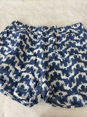 Love Brand Women s Blue Elephant Print 100% Linen Shorts Size Large E19