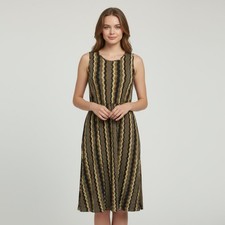 Suzanne Betro Womens Tank Dress Size 1X Brown Midi Chevron Boho Party Stretch