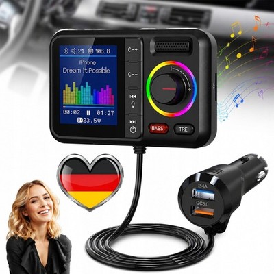 Bluetooth 5.0 FM Transmitter Radio Auto MP3 Player QC3.0 USB Auto KFZ Ladegerät