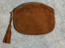 Vintage Shirl Miller LTD Brown Clutch Bag Suede Zip Closure Made in USA