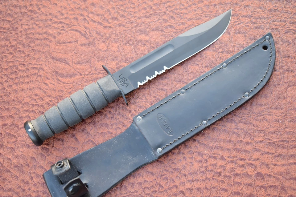 CUCHILLO DE COMBATE MILITAR KABAR HECHO EN ESTADOS UNIDOS GOMA NEGRA USMC BONITO 1211 (27094) Foto 4 de 4