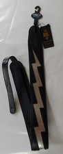 DSL Silver Lightning Bolt Black 2.5" Leather Guitar Strap