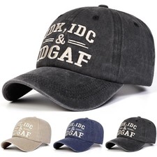 Vintage Washed Cotton Baseball Cap IDK IDC IDGAF Embroidered Adjustable Dad Hat