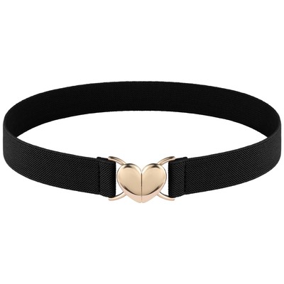 Amaxiu Women Heart Elastic Belt, Stretch Invisible Ladies Belts with Gold Fla...