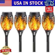 4Pack LED Solar Power Tiki Torch Flame Flickering Light Outdoor Garden Lawn Lamp