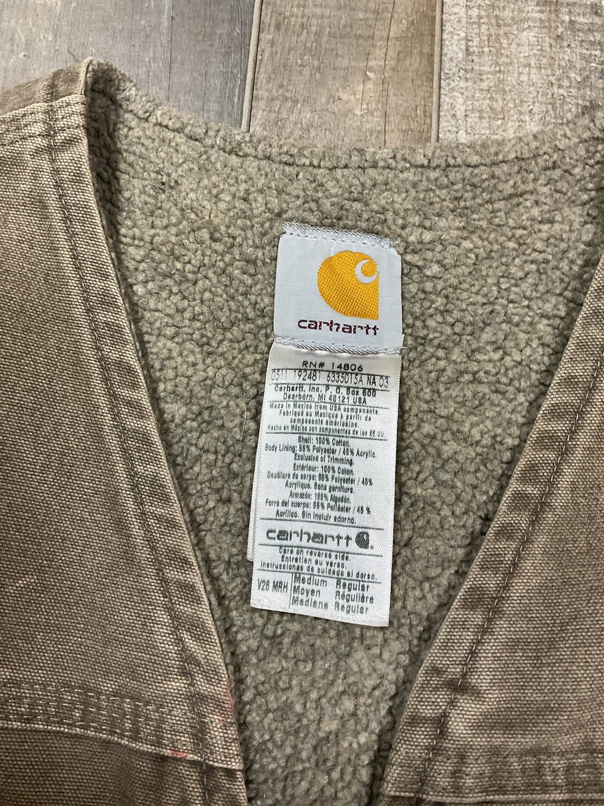 Carhartt VTG Sandstone Fleece Sherpa Lined Canvas Vest Jacket Medium 