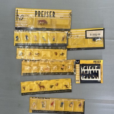 Vintage Preiser HO Model Train Figures Hand Painted W. Germany 6 Working People