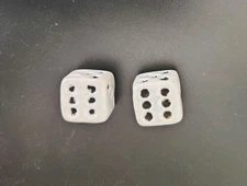 Lot of 2 Vintage Ceramic 16mm White Dice with Black Pips