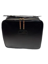 Lancome NWOT Large Black Square Cosmetic Makeup Organ Train Case Travel Bag