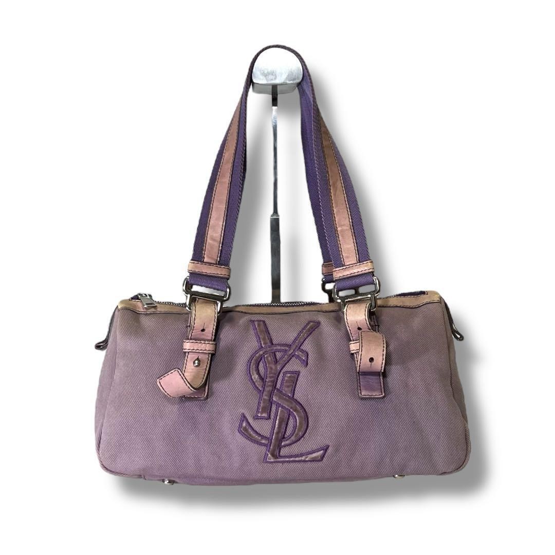 Borsa a mano Yves Saint Laurent tela mini borsa Boston viola autentica