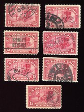 (1912-13) Q7 15¢ Parcel Post - Automobile lot of 7 used stamps