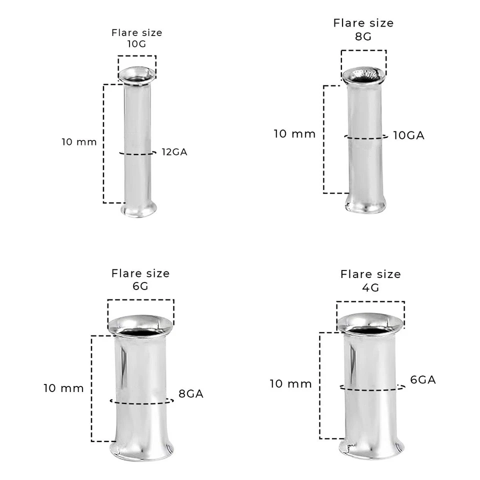 Par de plugues medidores de orelha de aço cirúrgico duplo alargamento túneis - Imagem 4 de 4