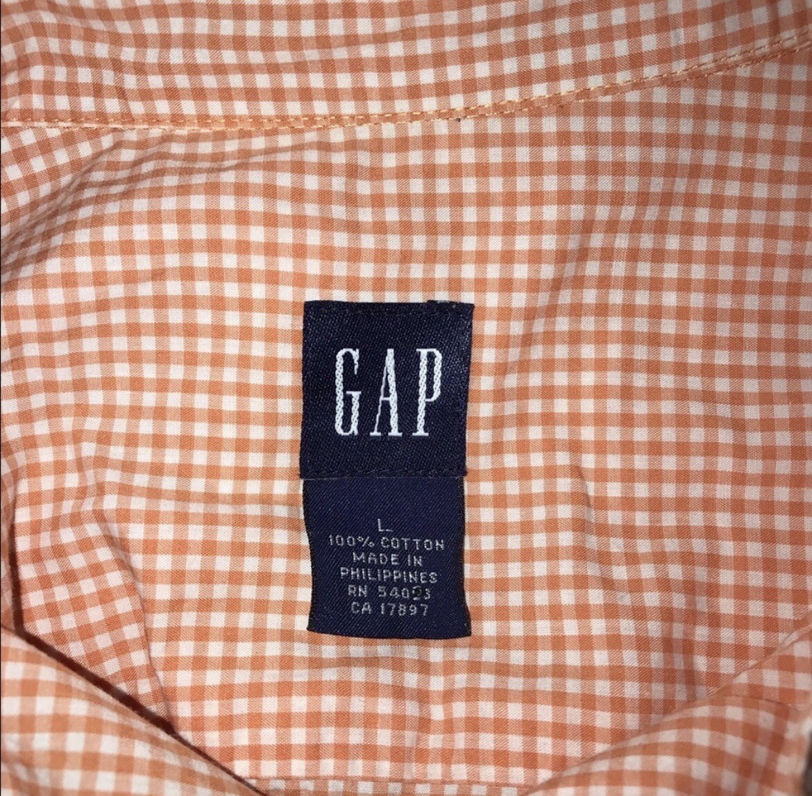Gap Orange plaid button down collar top - image 4