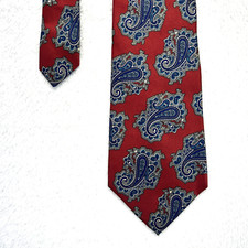Christian Dior Red Blue Paisley Men’s Necktie 3.5”x 56” All Silk Made in USA