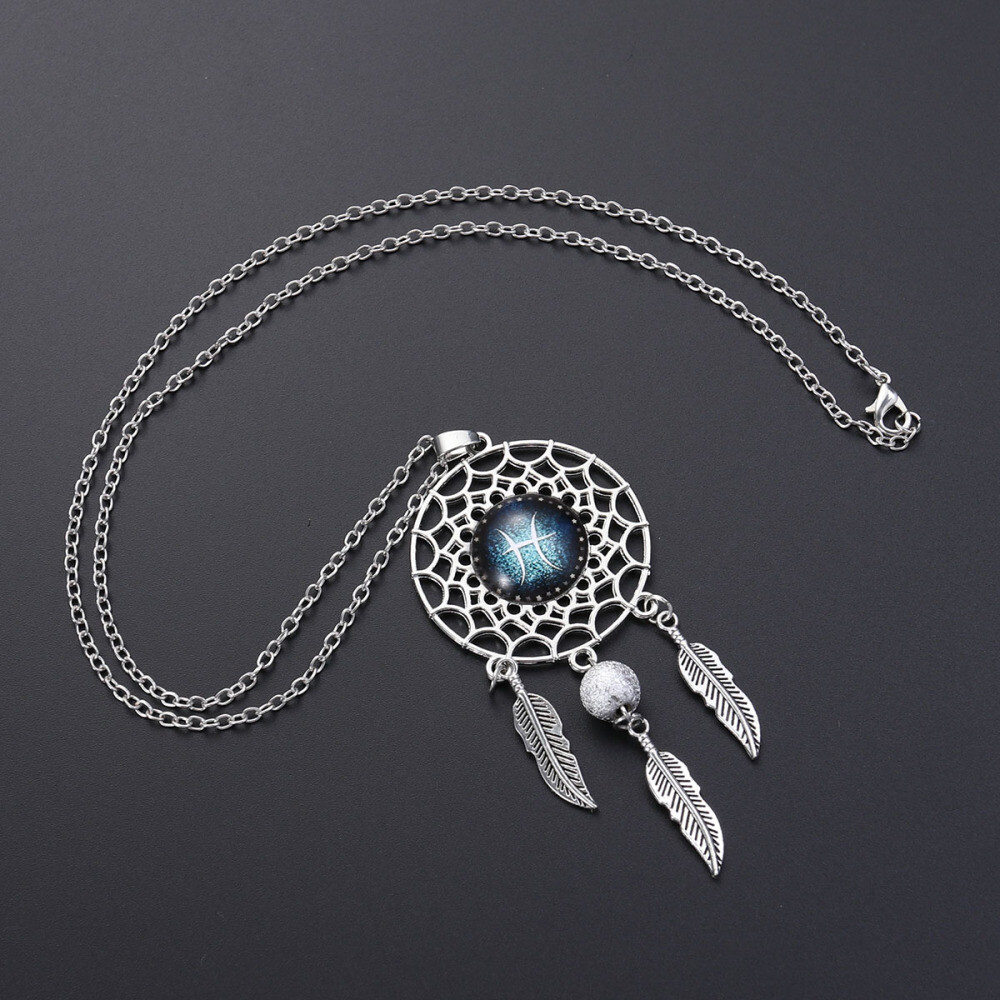ドリームキャッチャー ネックレス レトロ ボヘミア 黄道帯 サイン ペンダント ぶら下げ タッセル