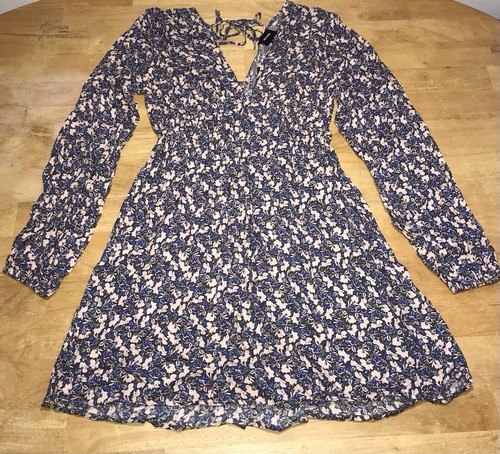 Abito donna boutique Heyson blu rosa floreale bohemien media manica lunga nuovo con etichette - Foto 2 di 13