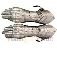 Medieval Armor Gauntlet Gloves Pair Accents Knight Crusader Steel Sca Larp Gift