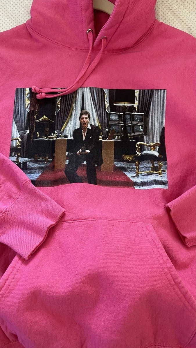 FW17 Supreme Scarface Hoodie M Medium Tony Montana Canada Pink | eBay