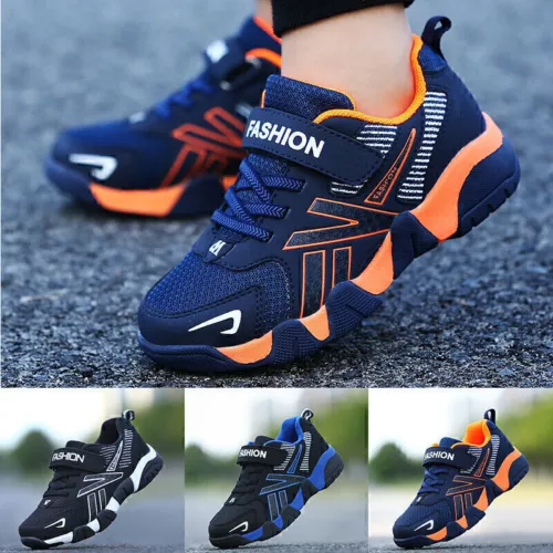 Kinder Jungen Trainer Leichte Casual Shock Laufschuhe Strap Sport Absorbierend - Bild 2 von 38