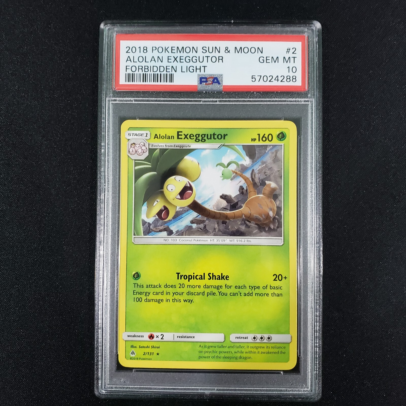 2018 Pokemon: ALOLAN EXEGGUTOR 2/131 [Rare] Forbidden Light - Gem Mint PSA 10 💎
