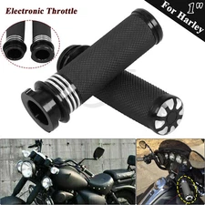 Black 1" Handle Bar Electronic Throttle Hand Grips For Harley Touring Road Glide