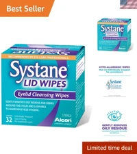 Gentle Eye Cleansing Wipes - 32 Count Hypoallergenic Solution for All Skin Types