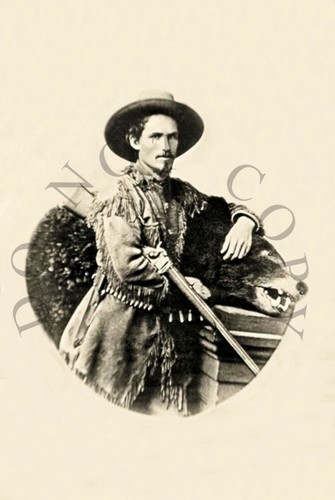 ANTIQUE REPRO 8X10 PHOTO PRINT BUFFALO HUNTER TRADER TRAPPER 1874 SHARPS RIFLE