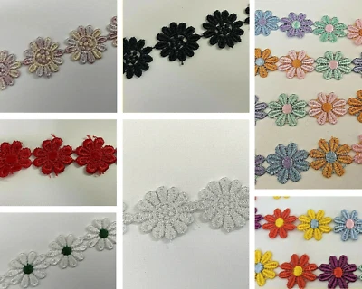 NOVA Guipure Daisy Lace Motif Trim All Colours Superior Quality