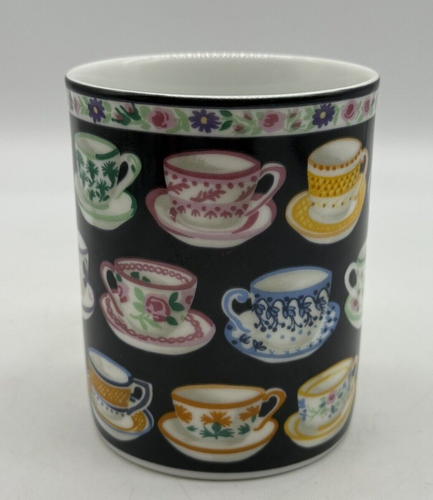 Whittard of Chelsea Tasse feines Porzellan Teatime Teetassen Becher dunkelblau - Bild 5 von 7