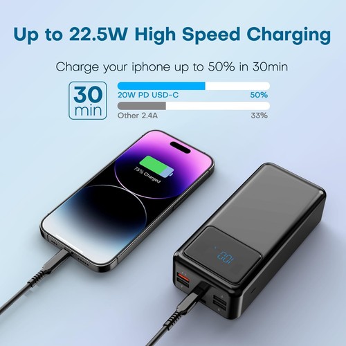 Portable Charger 50000mAh Power Bank,22.5W USB C Fast Charging External Batte... - Picture 6 of 8
