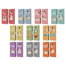 HEAD CASE DESIGNS PIPER THE PUG LEATHER BOOK WALLET CASE FOR MOTOROLA PHONES