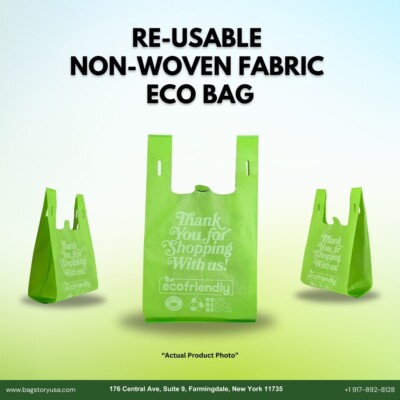 Reusable Non Woven Grocery T-Shirt Shopping Tote Bag, 45GSM - Large 1/6