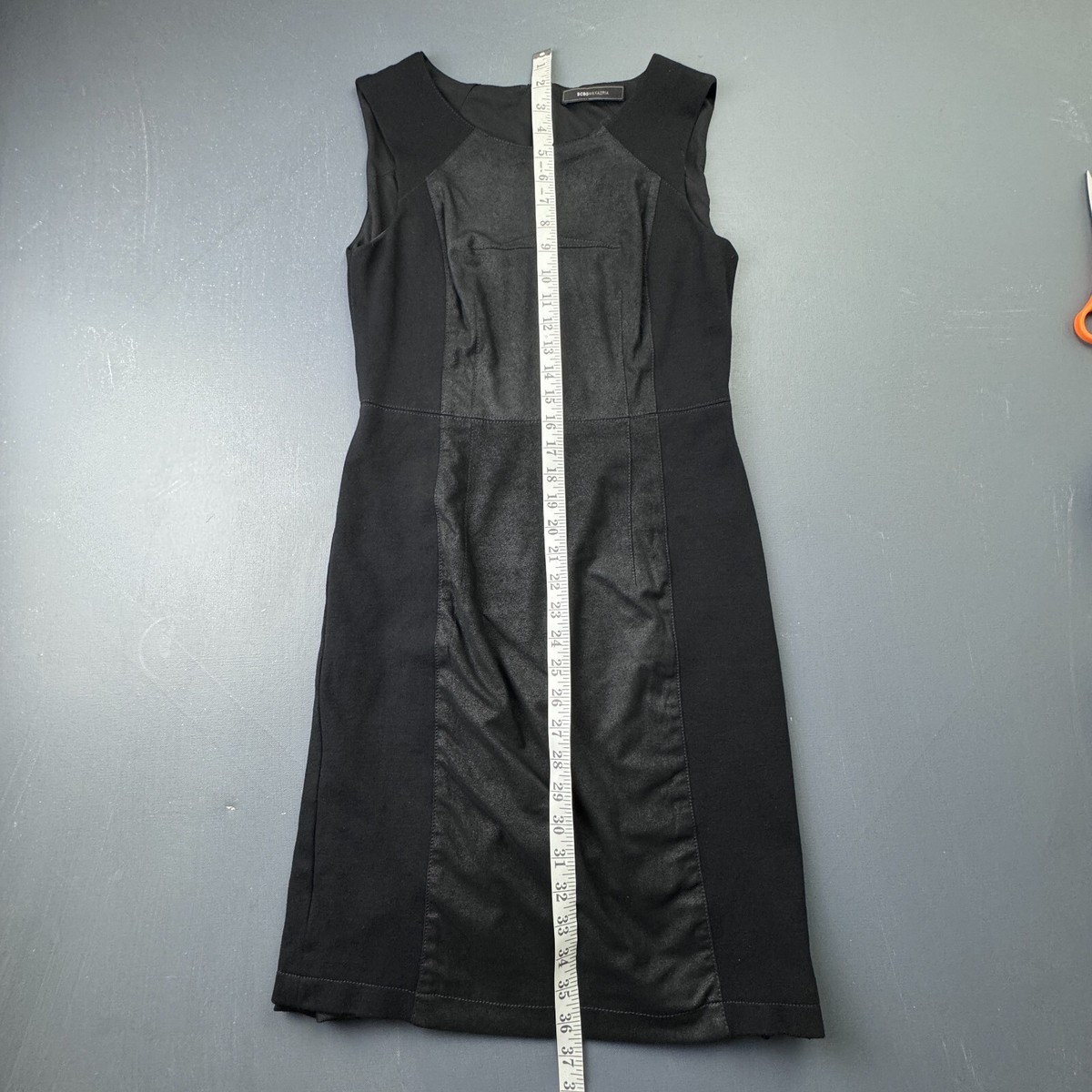 BCBGMAXAZRIA Dress Women's 6 Black Faux Leather Panel Bodycon Sleeveless  Classic | eBay