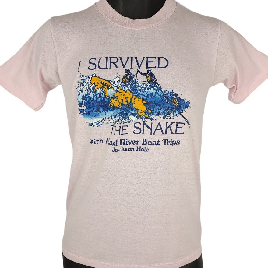 Vintage Snake River White Water Rafting T Shirt Mens Size S 80s