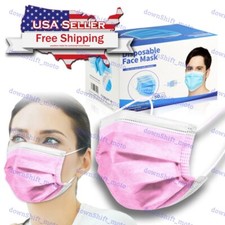 New Disposable 100 PCS Face Mask- Non Medical Mouth Nose Earloop Coverings PINK