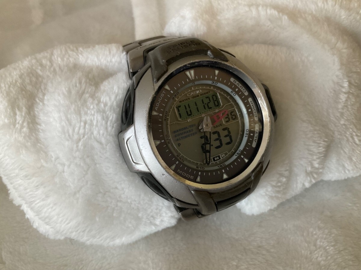 Mens Casio Protrek PRG-60T Triple Sensor Bar ALt Compass Ana Digi