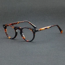 Retro Fashion Oval Round Eyeglasses Acetate Frames Men Women Linen Glasses