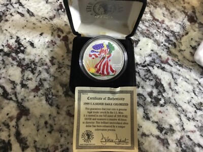1999 AMERICAN .999 SILVER EAGLE WALKING LIBERTY COLORIZED | eBay
