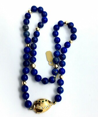 Collier En Or Jaune 18 Carats Avec Pierre De Lapis-lazuli Bleue - Bijou Occasion, Vintage, à Porter Ou Offrir