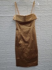 Authentic Dolce & Gabbana Italy Gold Satin Bombshell Bra Cocktail Dress Sz 42